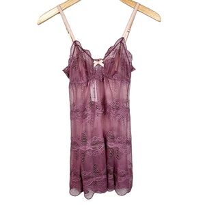 NWT Eberjey Maude Lace Chemise Mulberry Mauve Medium Slip Nightie Lingerie